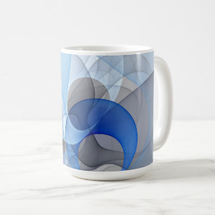 Modern abstrakt blågrå fraktal konstgrafik kaffemugg