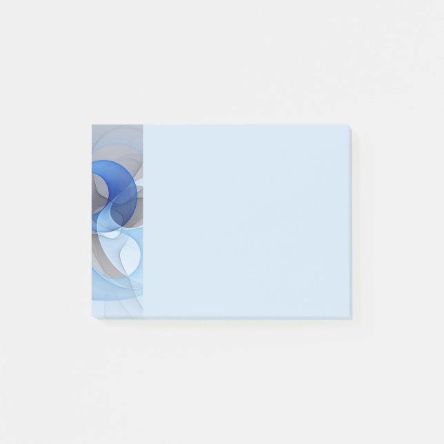 Modern abstrakt blågrå fraktal konstgrafik post-it block (Framsida)