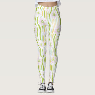 Modern abstrakt blomlinjemönster (4) leggings