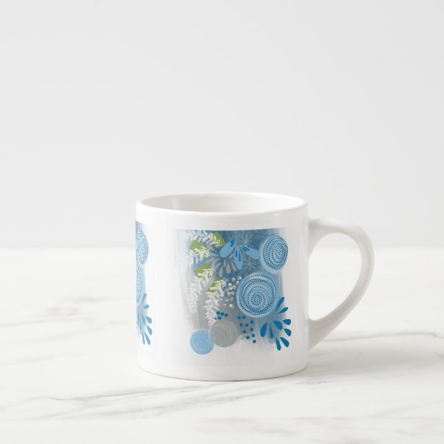 Modern Abstrakt Blomma Espressomugg (Höger)