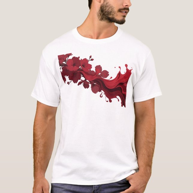 Modern ABSTRAKT BLOMMA Konstnärligt Uttryck T Shirt (Framsida)