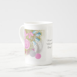 Modern Abstrakt Blommig Benporslin Mugg