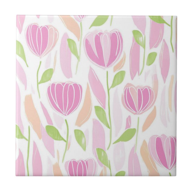 Modern Abstrakt Blommig Linjemönster (1) Kakelplatta (Framsidan)