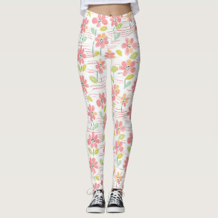 Modern Abstrakt Blommig Linjemönster (3) Leggings