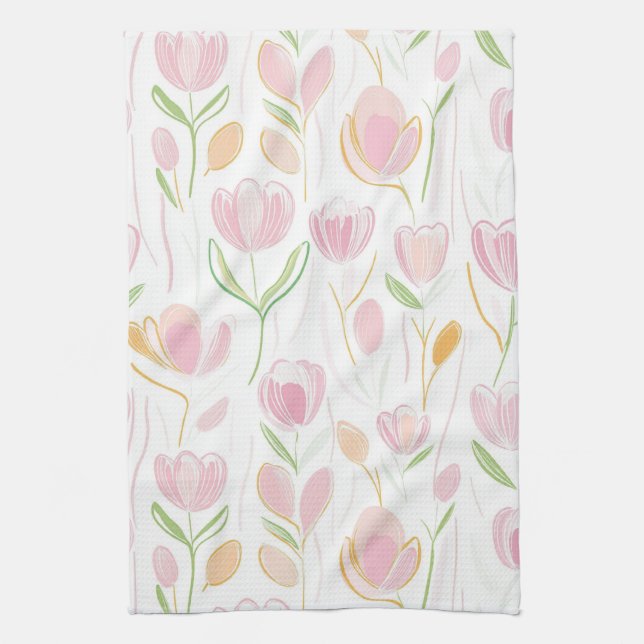 Modern Abstrakt Blommig Linjemönster (5) Kökshandduk (Vertikal)