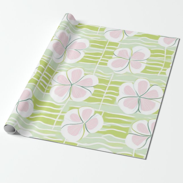 Modern Abstrakt Blommig Linjemönster (9) Presentpapper (Utrullad)