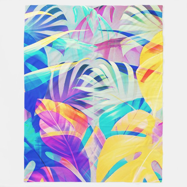 Modern Abstrakt Blommig Pastellfärg Fleecefilt (Framsidan)