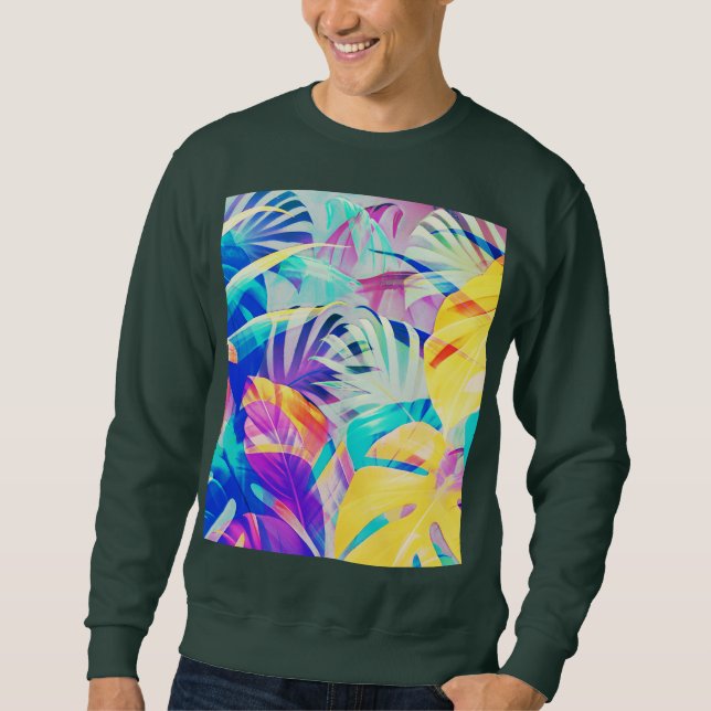 Modern Abstrakt Blommig Pastellfärg Lång Ärmad Tröja (Framsida)