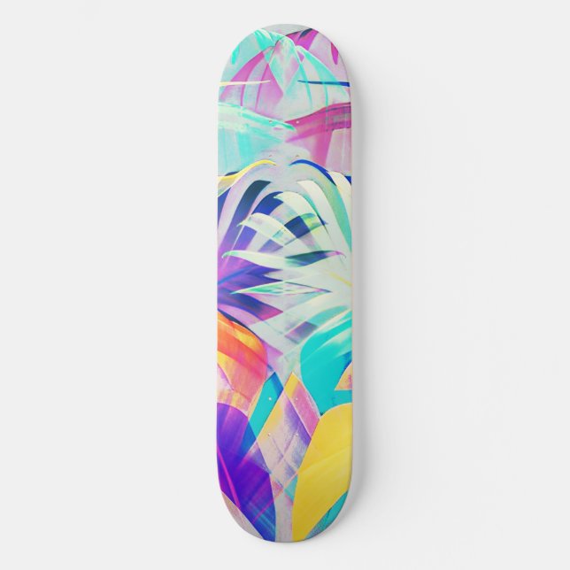 Modern Abstrakt Blommig Pastellfärg Mini Skateboard Bräda 18,5 Cm (Framsida)