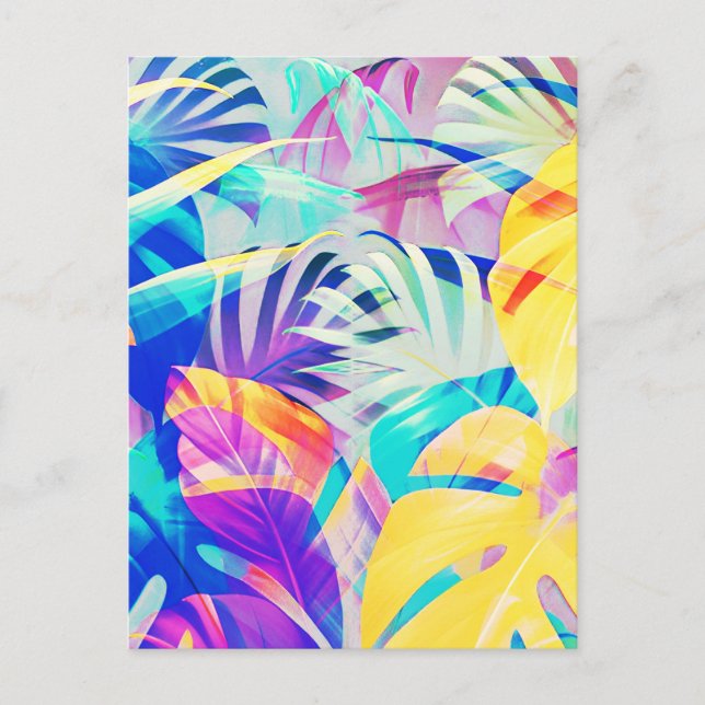 Modern Abstrakt Blommig Pastellfärg Vykort (Framsida)