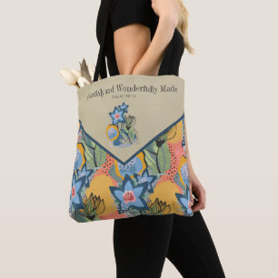 Modern Abstrakt Blommig Psalm 139:14 Tote Tygkasse