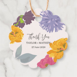 Modern Abstrakt Blommigt Bröllop par Namn Gåvor Etiketter