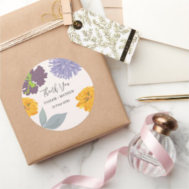 Modern Abstrakt Blommigt Bröllop par Namn Runt Klistermärke