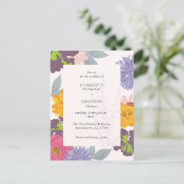 Modern Abstrakt Blommigt Bröllop Vykort