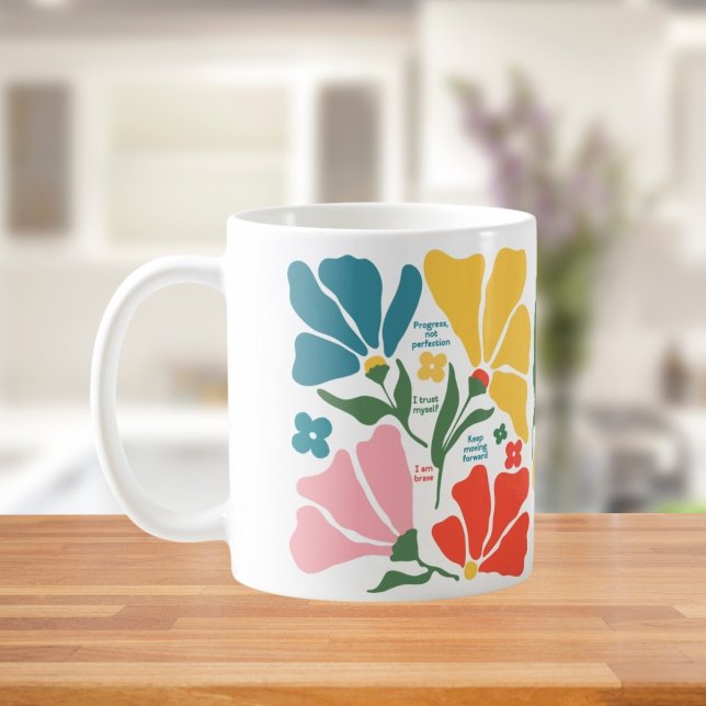 Modern Abstrakt Blommigt Gift, positiv bekräftelse Kaffemugg (Skapare uppladdad)