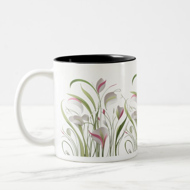 Modern Abstrakt Blommigt Harmony - Elegant 2-ton Två-Tonad Mugg (Vänster)