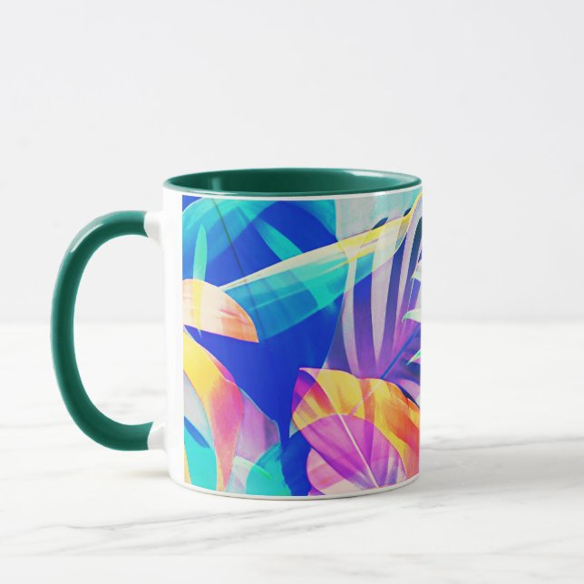 Modern Abstrakt Blommigt Pastel Färg Mugg (Vänster)