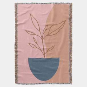 Modern Abstrakt Blommigt Plant Teckning Artwork Filt