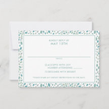 Modern Abstrakt Blommigt Seaside Grönt Bröllop