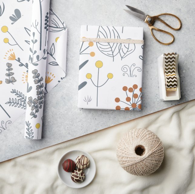 Modern Abstrakt Blommigt sömlös Mönster Presentpapper (Hantverk)