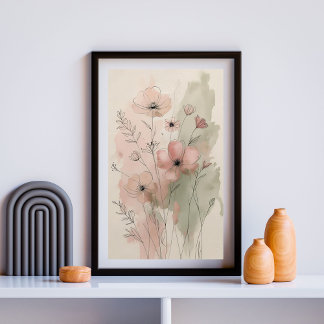 Modern Abstrakt Blommigt Wall Art II Poster