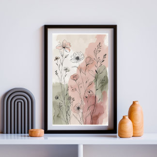 Modern Abstrakt Blommigt Wall Art IX Poster