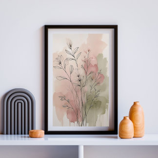 Modern Abstrakt Blommigt Wall Art V Poster