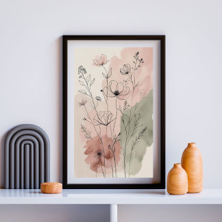 Modern Abstrakt Blommigt Wall Art VII Poster