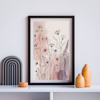 Modern Abstrakt Blommigt Wall Art VIII Poster