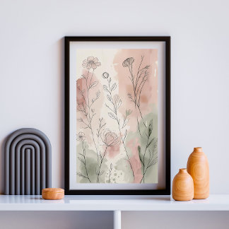 Modern Abstrakt Blommigt Wall Art X Poster