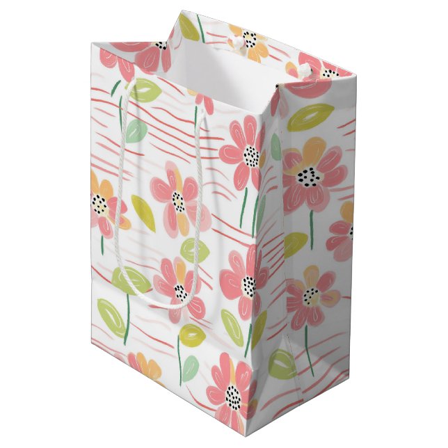 Modern Abstrakt Blommönster Linje Mönster (3) (Framsidan Vinklad)