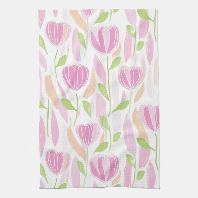 Modern Abstrakt Blommönster Linjemönster (1) Kökshandduk (Vertikal)