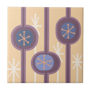 Modern Abstrakt-blommor i mitten av århundradet (s Kakelplatta