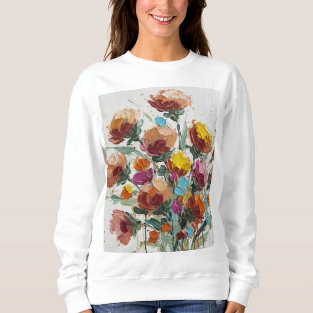 Modern Abstrakt Blomsterkonst T Shirt (Framsida)
