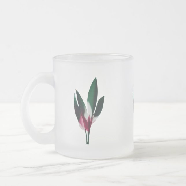 Modern Abstrakt Bloom - Elegant Frosted Glass Mugg (Vänster)