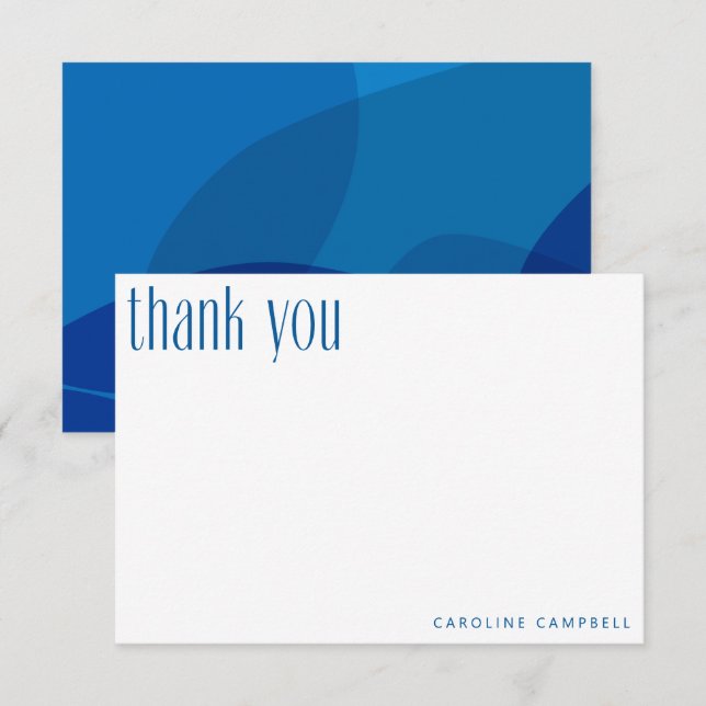 Modern Abstrakt Blue Anpassningsbar Studenten Tack Kort (Fram/baksida)