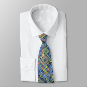 Modern Abstrakt Blue Brown Geometric Neck Tie Slips