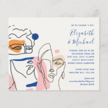 Modern Abstrakt Blue Coral-Bröllopsinbjudningar