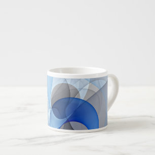 Modern Abstrakt Blue Grått Fractal Art Graphic Espressomugg