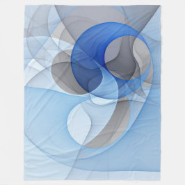Modern Abstrakt Blue Grått Fractal Art Graphic Fleecefilt