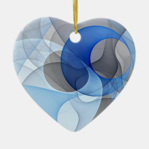 Modern Abstrakt Blue Grått Fractal Art Graphic Julgransprydnad Keramik