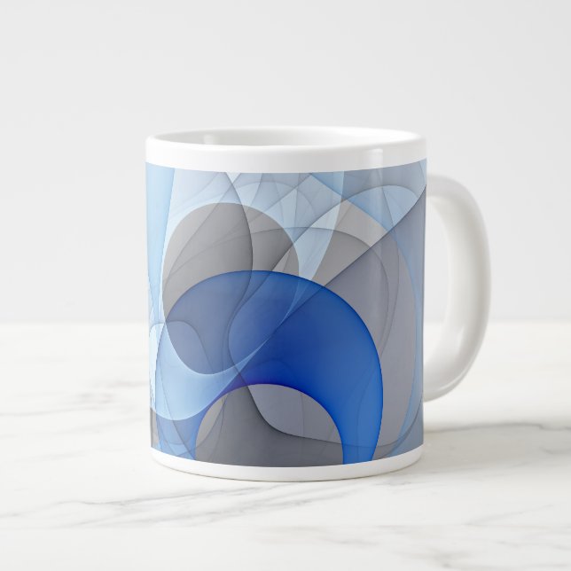 Modern Abstrakt Blue Grått Fractal Art Graphic Jumbo Mugg (Framsida höger)