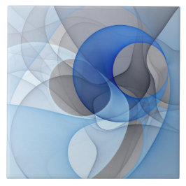 Modern Abstrakt Blue Grått Fractal Art Graphic Kakelplatta