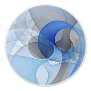 Modern Abstrakt Blue Grått Fractal Art Graphic Knopp