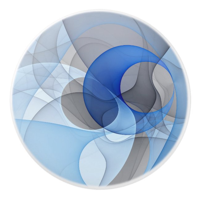 Modern Abstrakt Blue Grått Fractal Art Graphic Knopp (Framsidan)