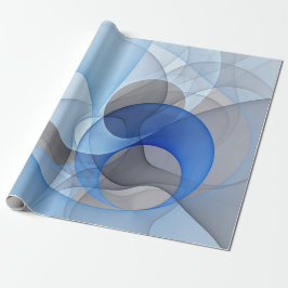 Modern Abstrakt Blue Grått Fractal Art Graphic Presentpapper