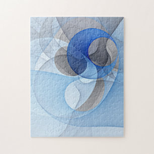 Modern Abstrakt Blue Grått Fractal Art Graphic Pussel