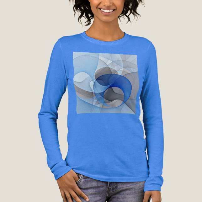 Modern Abstrakt Blue Grått Fractal Art Graphic T Shirt (Framsida)
