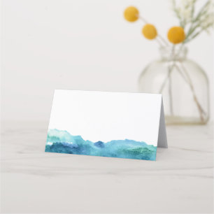 Modern Abstrakt Blue Grönt Aqua Watercolor Placeringskort