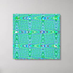Modern Abstrakt Blue Grönt Wave Wave Mönster Canvastryck